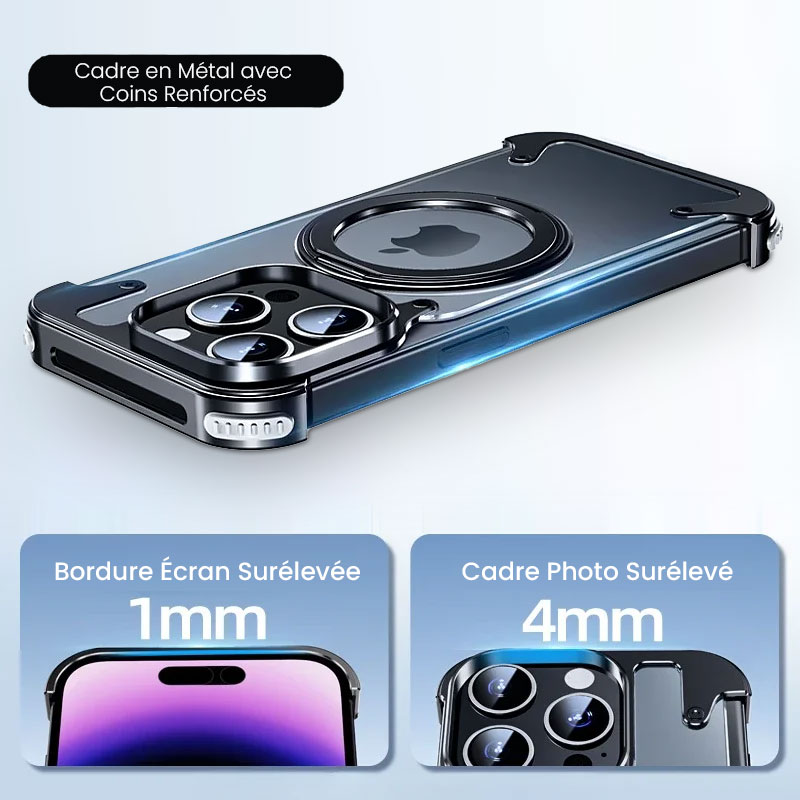 Bumper Aluminium OATSBASF KickStand MagSafe pour iPhone 15 Pro Max