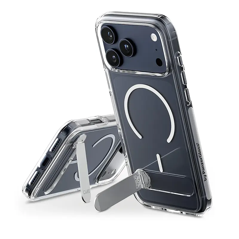 Coque MagSafe CARE By PANZER GLASS KickStand Transparente pour iPhone 17 Pro