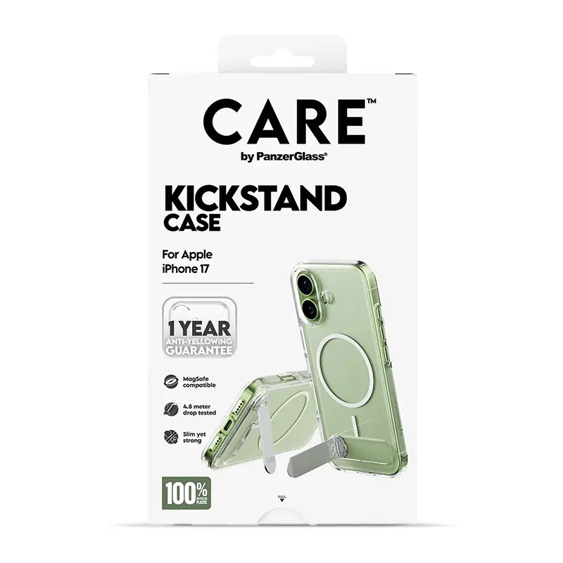 Coque MagSafe CARE By PANZER GLASS KickStand Transparente pour iPhone 17