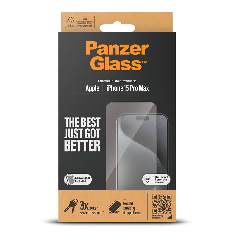 Protection d'Écran en Verre Trempé PANZER GLASS Ultra-Wide Fit pour iPhone 15 Pro Max