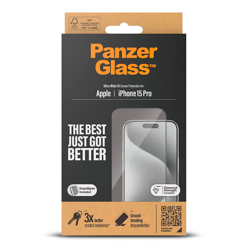 Protection d'Écran en Verre Trempé PANZER GLASS Ultra-Wide Fit pour iPhone 15 Pro