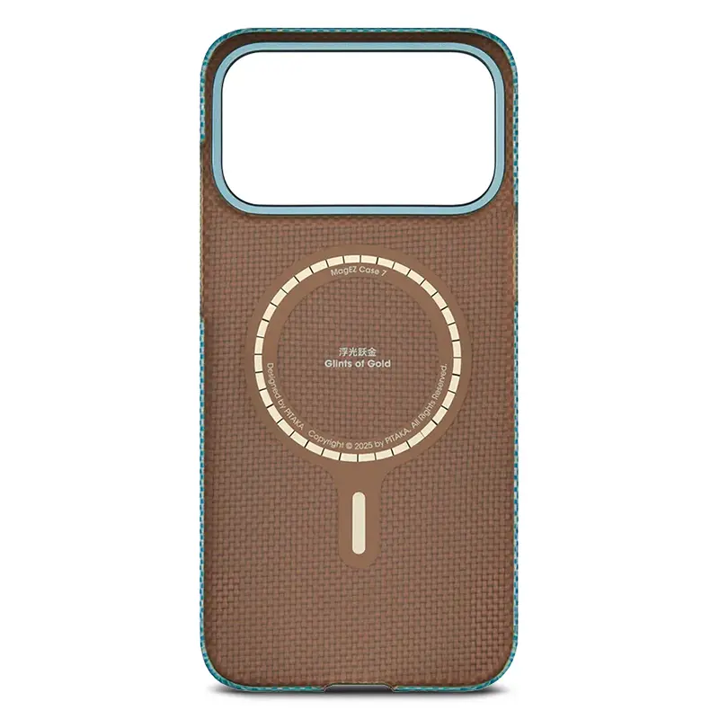 Coque MagSafe PITAKA Glints of Gold Lucid Blue Ultra Slim pour iPhone 17 Pro Max