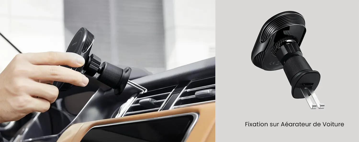 Chargeur de Voiture PITAKA MagEZ Pro 2 Qi2 MagSafe - Installation sur Grille d'aération
