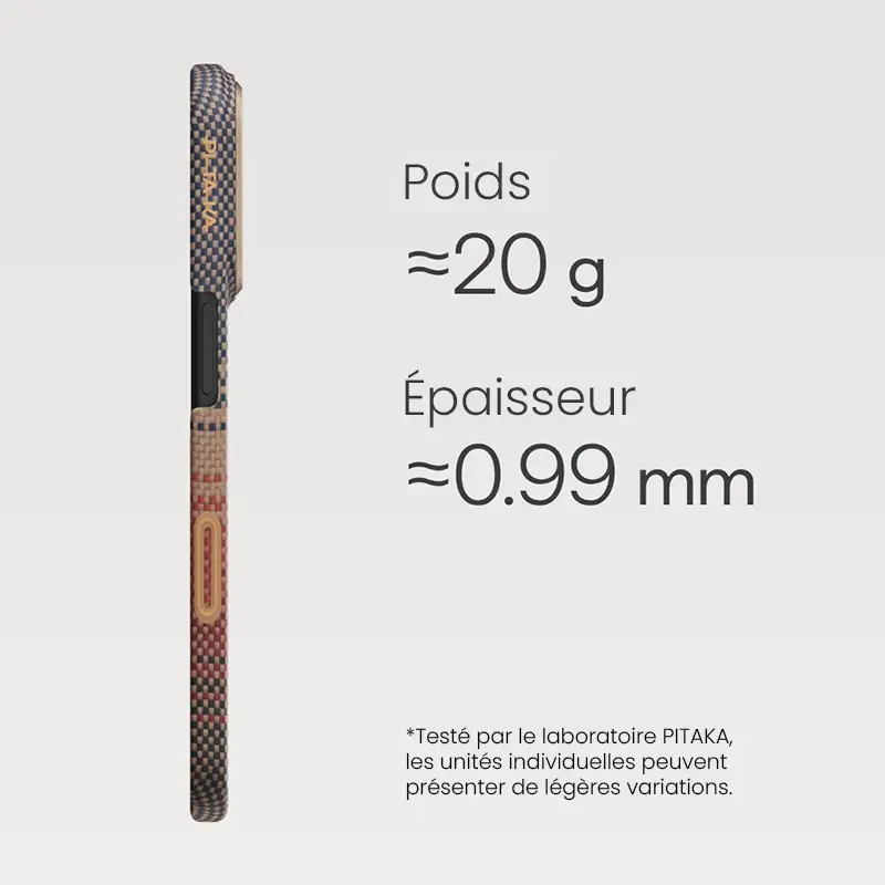 Coque MagSafe PITAKA Sunset Ultra-Slim pour iPhone 17 - Dimensions