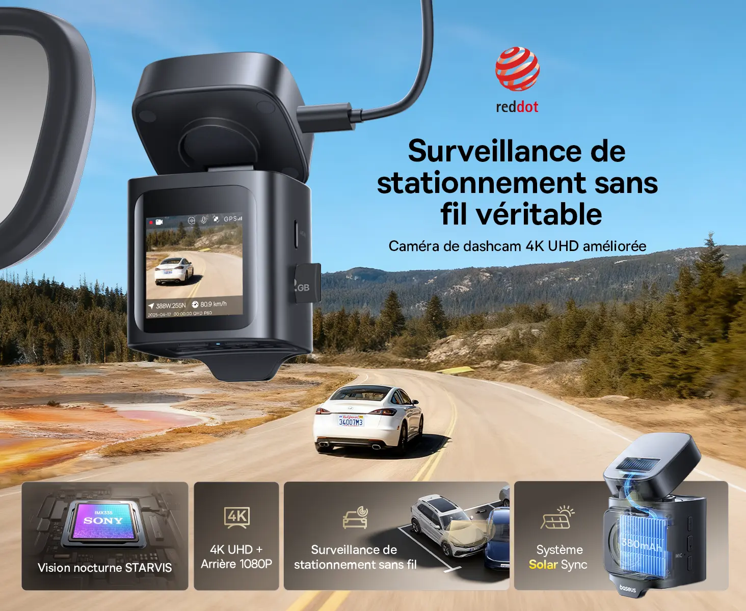 Caméra Dashcam BASEUS PrimeTrip VD1 Pro 4K