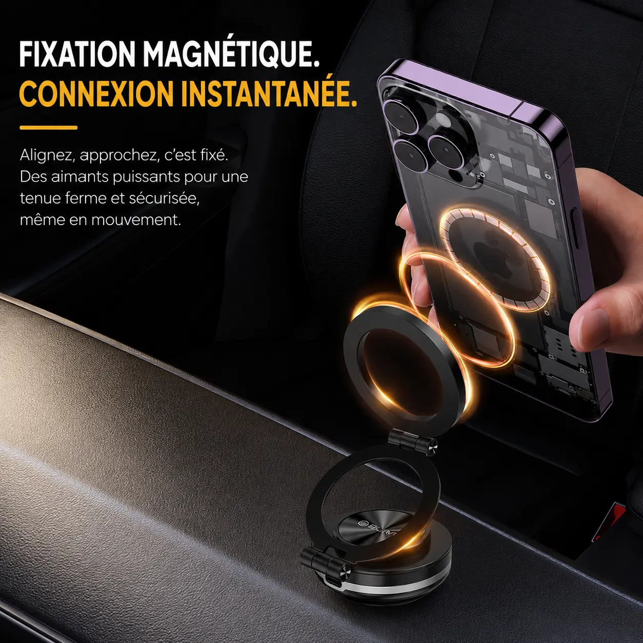 Fixation magnétique BLAVEC BHV-01 pour smartphone avec maintien puissant
