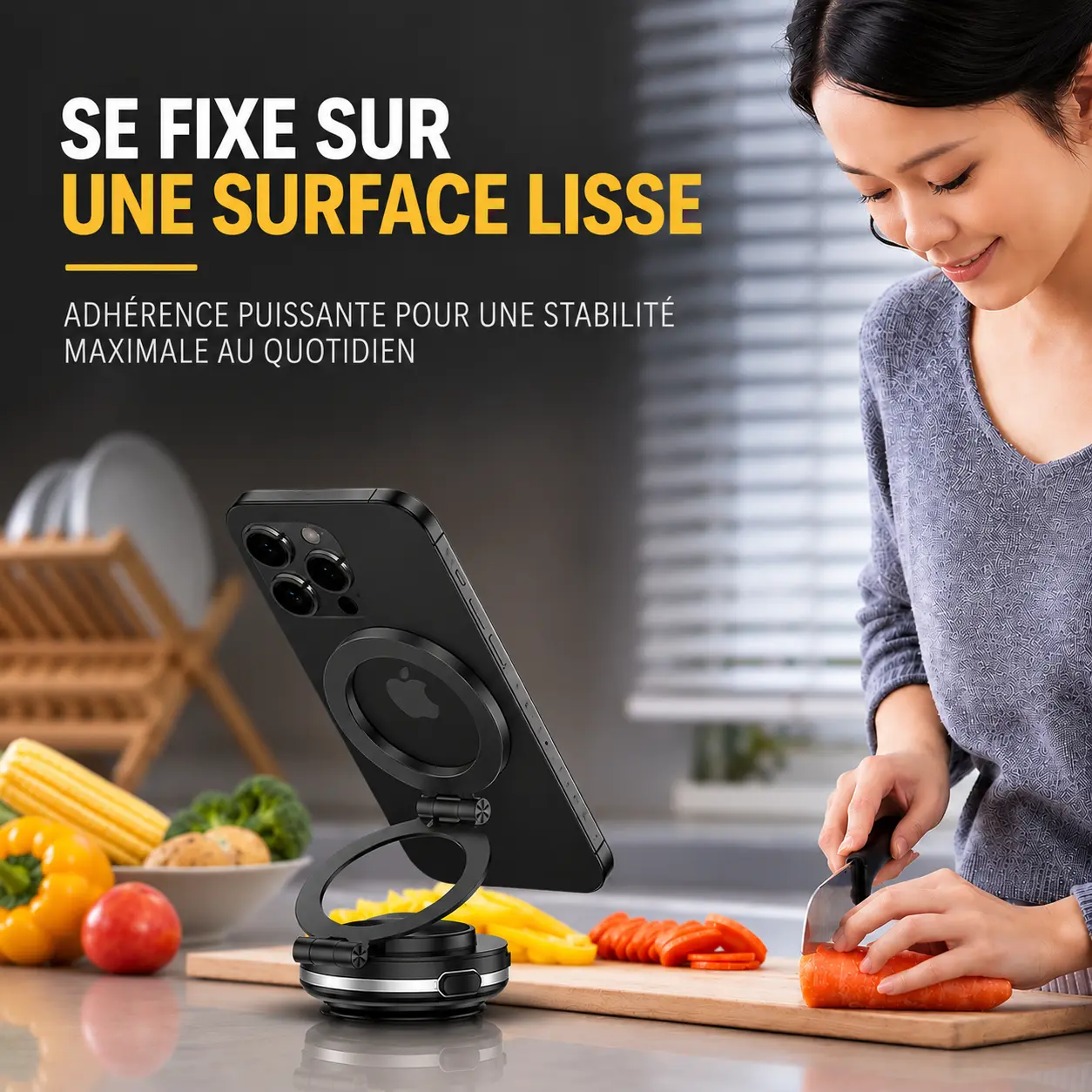 Support magnétique BLAVEC BHV-01 fixé sur une surface lisse à la maison