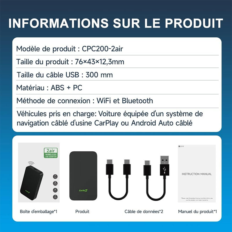 Adaptateur Sans Fil OTTOCAST MX Compatible CarPlay & Android Auto & AirPlay