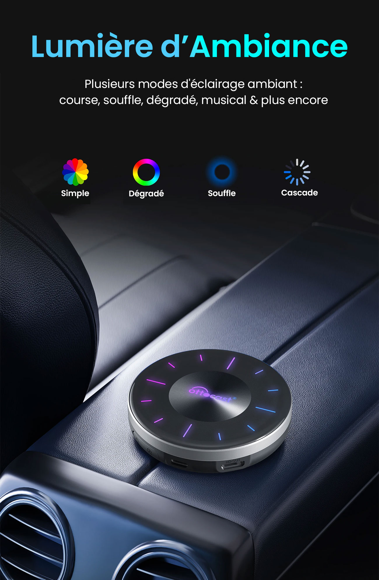 Adaptateur Sans Fil OTTOCAST P3 Compatible CarPlay & Android Auto