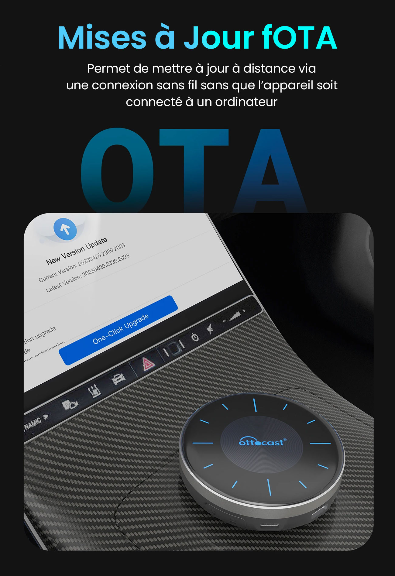 Adaptateur Sans Fil OTTOCAST P3 Compatible CarPlay & Android Auto