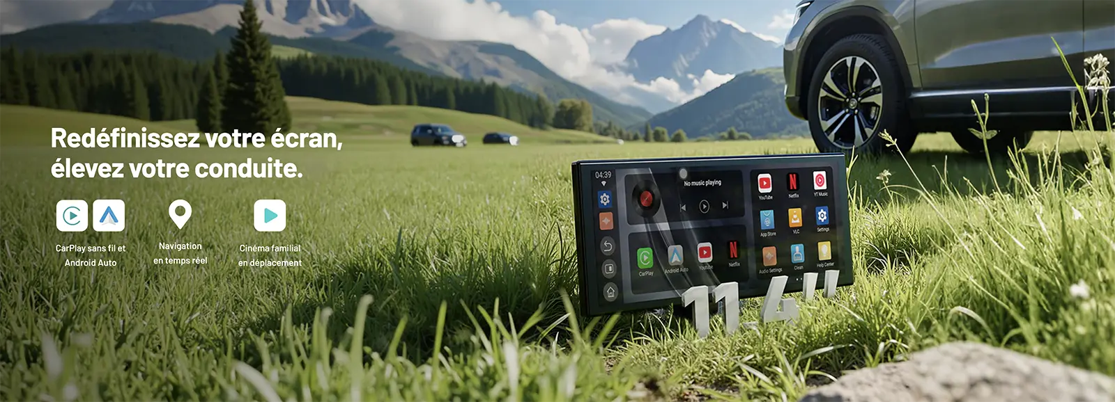 Écran Voiture OTTOCAST ScreenFlow 11,4' - CarPlay/Android Auto/Android 13