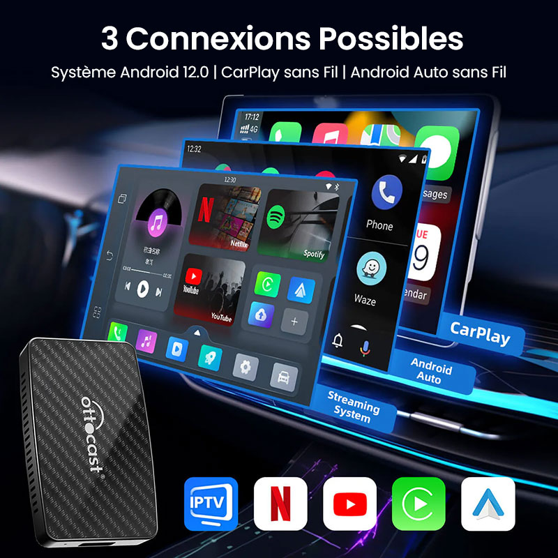 Adaptateur Sans Fil OTTOCAST Play2Video Pro Compatible CarPlay & Android Auto