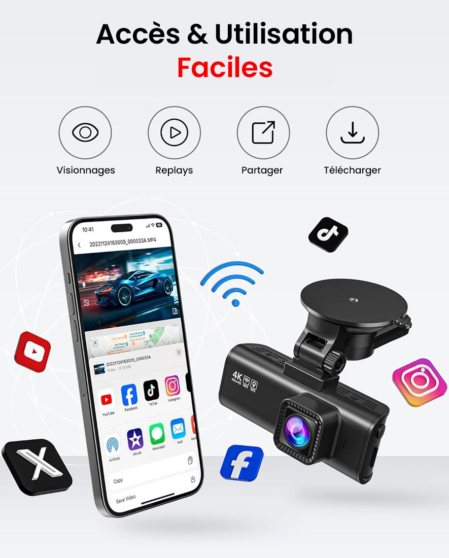 Caméra Dashcam REDTIGER F7NP - Écran 3,18'
