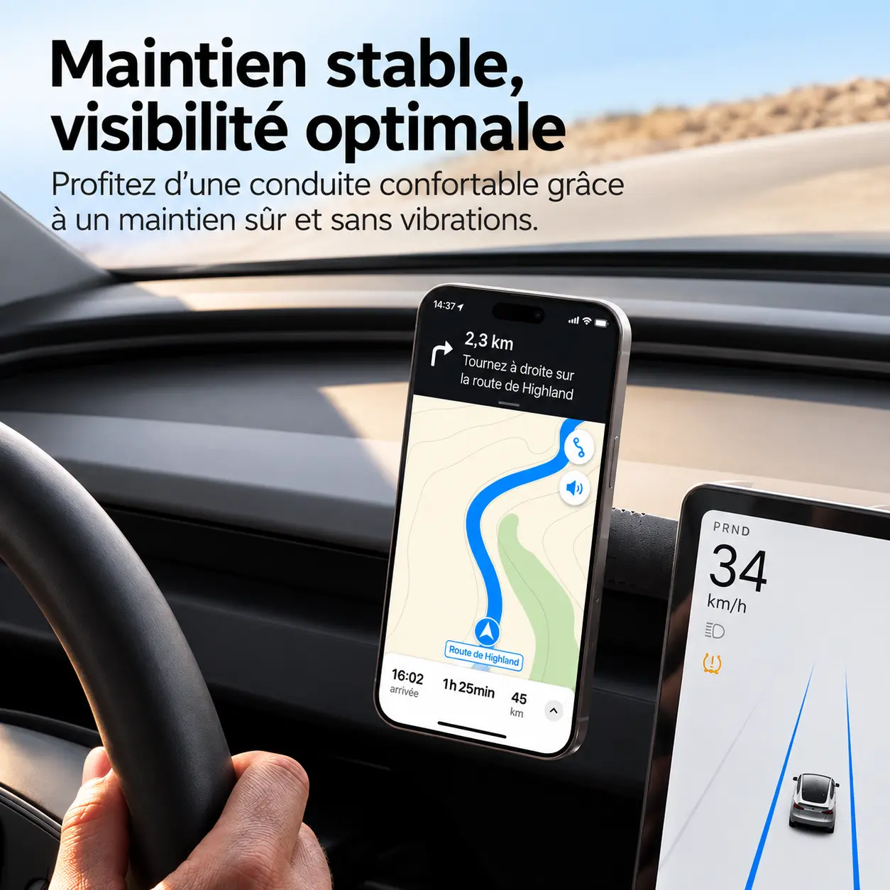 Support Spigen MFT35-1 en voiture avec navigation GPS