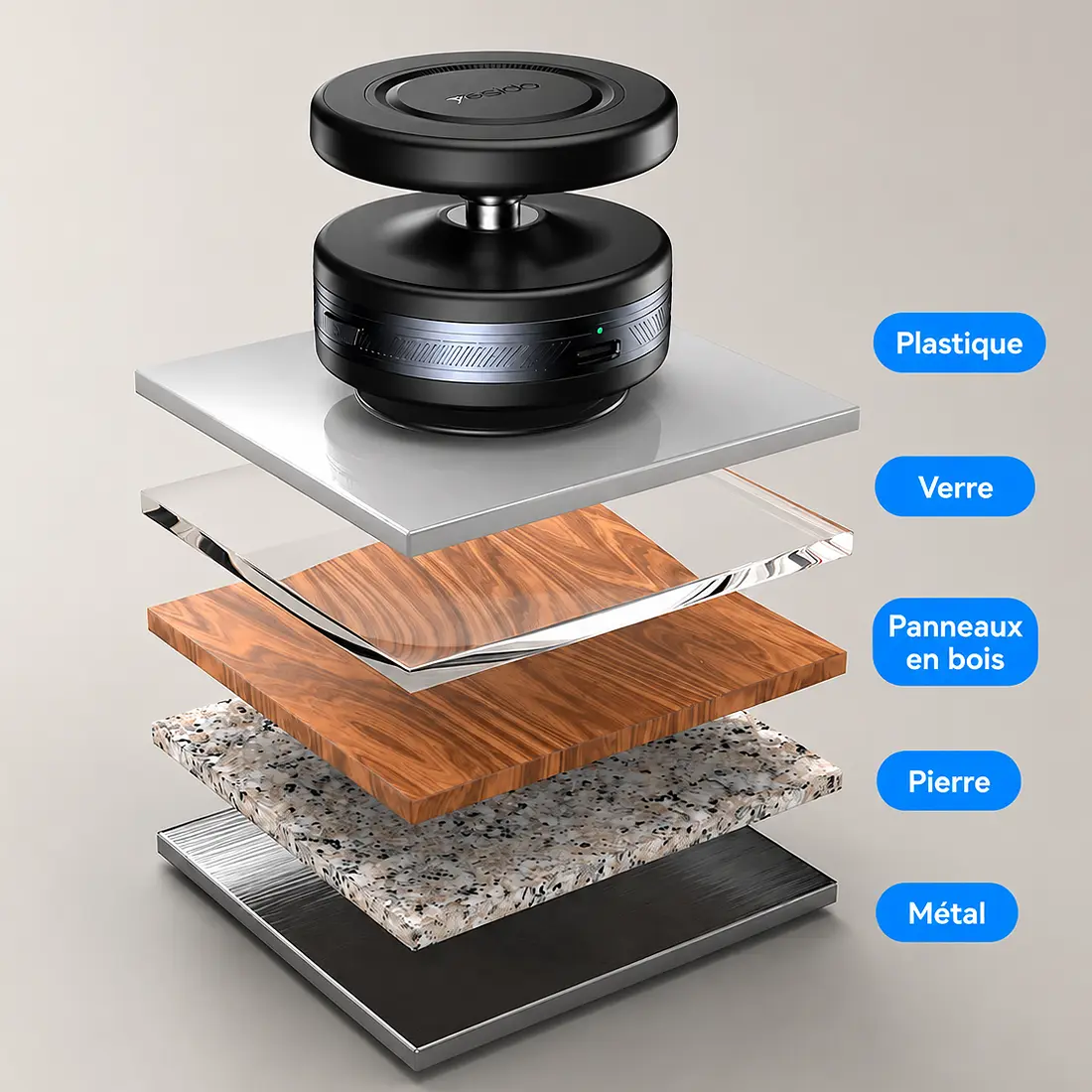 Ventouse électrique YESIDO C224 compatible avec surfaces en plastique verre bois pierre et métal