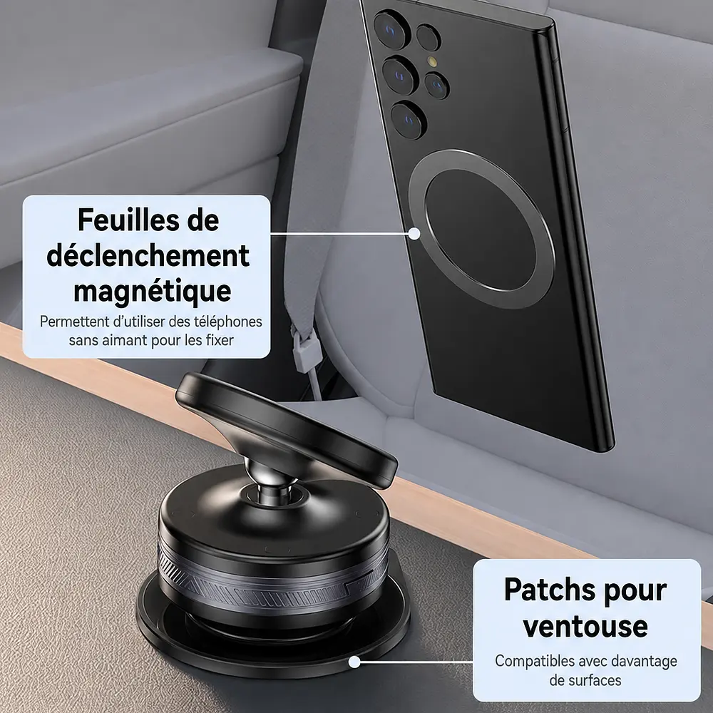 Accessoires du support YESIDO C224 avec patch pour ventouse et anneau magnétique pour smartphone