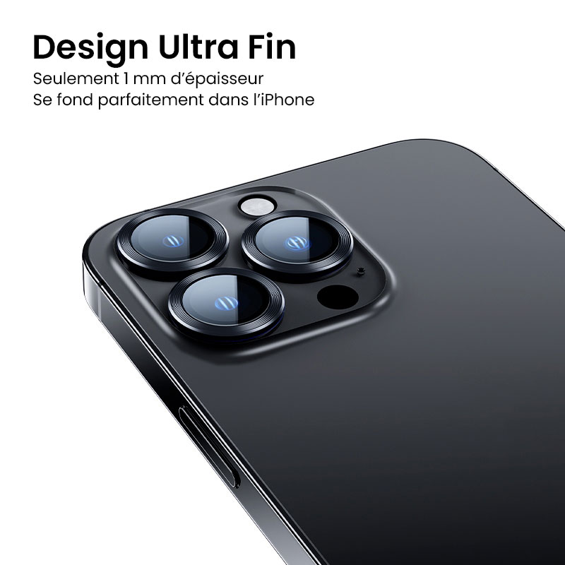 Protection Caméra BENKS Ultra Shield en Verre Trempé 9H & Cerclage Aluminium pour iPhone 14 Pro