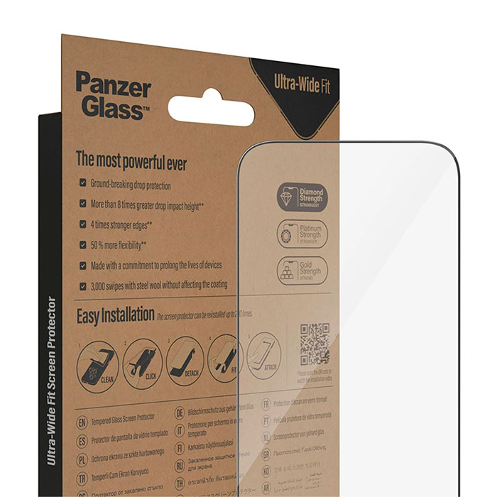 Protégez votre iPhone des aléas de la vie quotidienne avec la protection d'écran en verre trempé PanzerGlass™ Ultra-Wide Fit pour iPhone 14 Pro Max