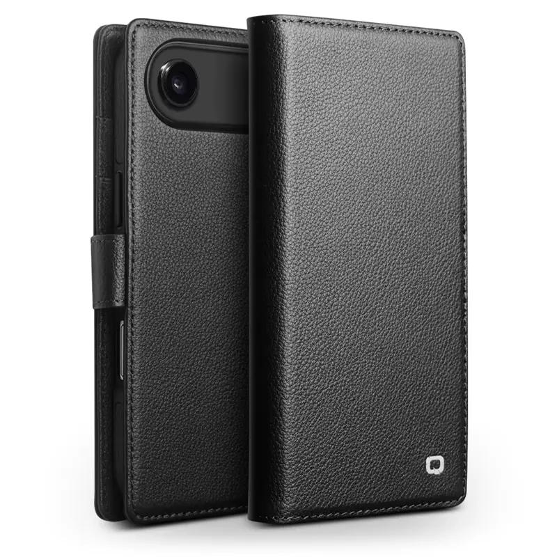 Étui Portefeuille QIALINO Business en Cuir Véritable avec Coque Magnétique Détachable pour iPhone Air - Noir