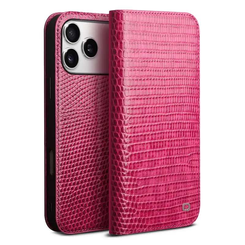 Étui Portefeuille QIALINO Croco en Cuir Véritable pour iPhone 17 Pro Max