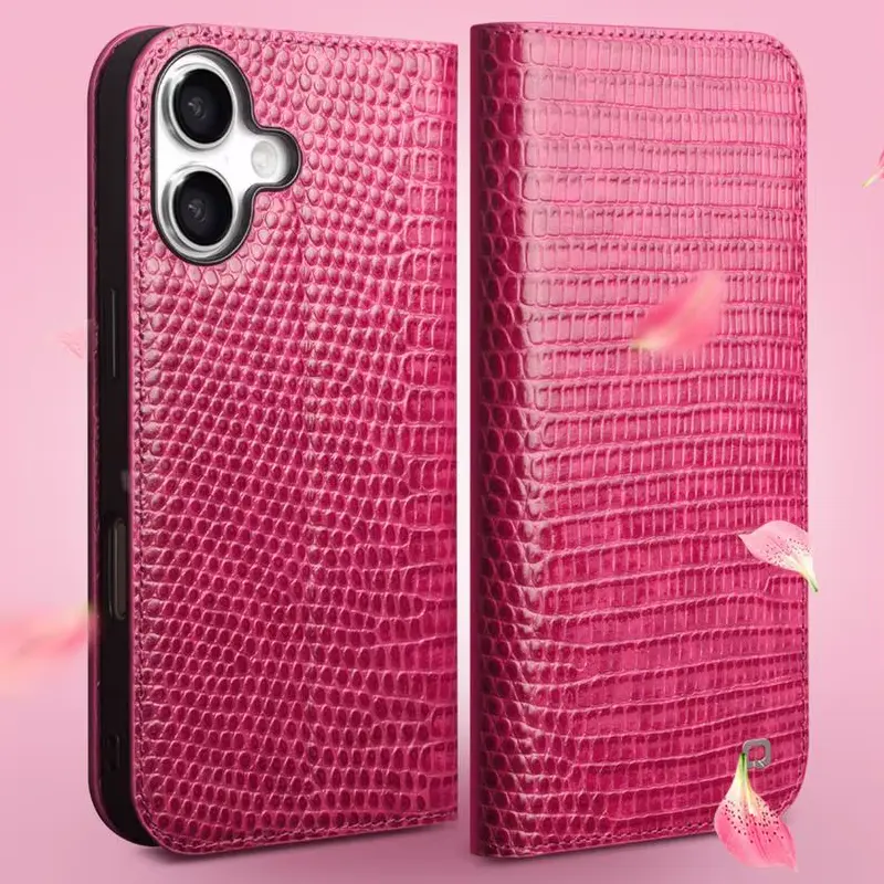 Étui Portefeuille QIALINO Croco en Cuir Véritable pour iPhone 17