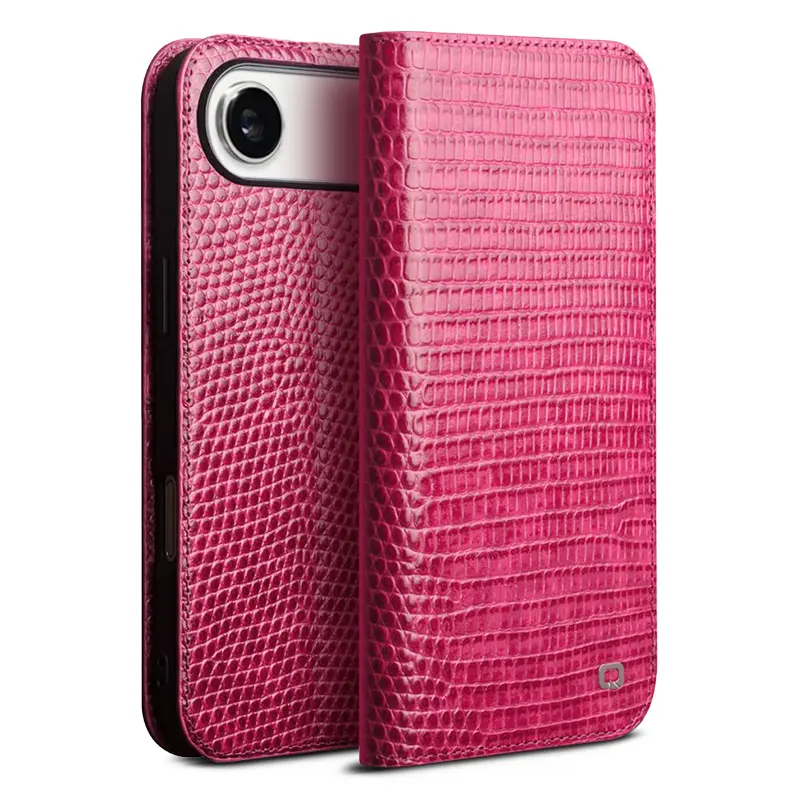 Étui Portefeuille QIALINO Croco en Cuir Véritable pour iPhone Air