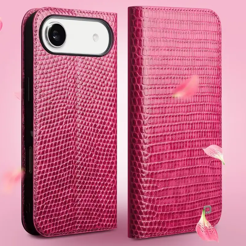 Étui Portefeuille QIALINO Croco en Cuir Véritable pour iPhone Air