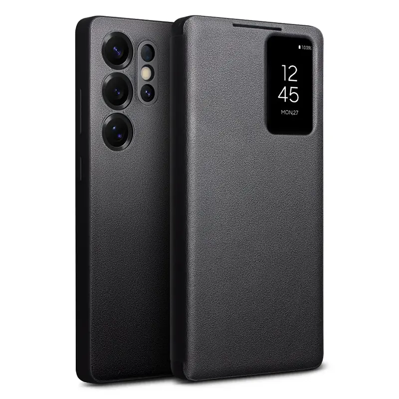 Étui Portefeuille QIALINO Business en Cuir Véritable pour Galaxy S25 Ultra - Coloris Noir