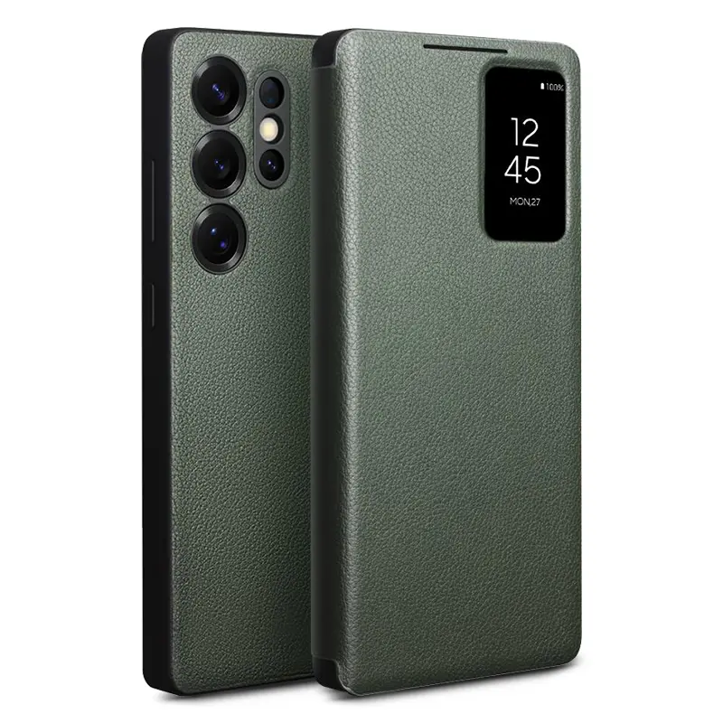 Étui Portefeuille QIALINO Business en Cuir Véritable pour Galaxy S25 Ultra - Coloris Noir