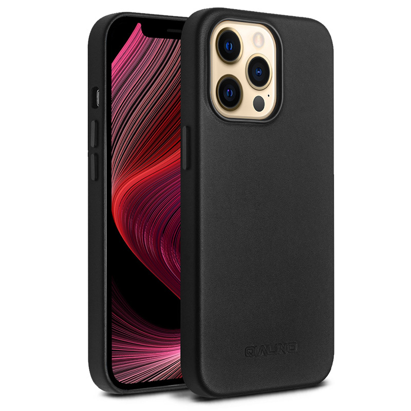 Coque QIALINO En Cuir Véritable Compatible MagSafe pour iPhone 13 Pro Max