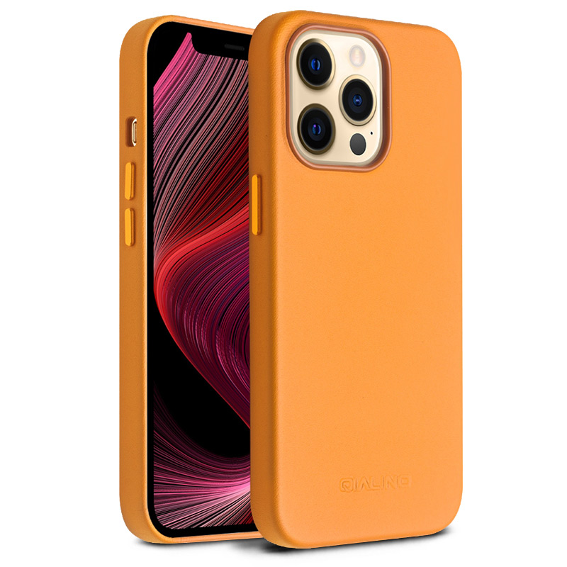 Coque QIALINO En Cuir Véritable Compatible MagSafe pour iPhone 13 Pro Max