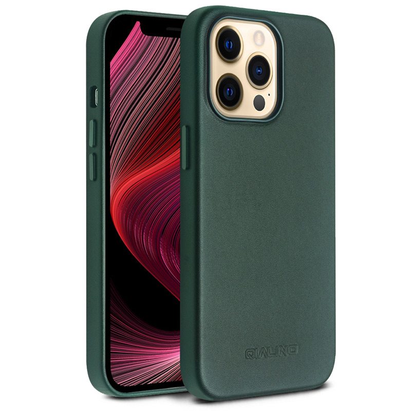 Coque QIALINO En Cuir Véritable Compatible MagSafe pour iPhone 13 Pro Max