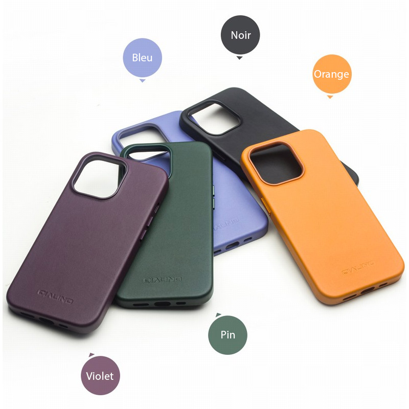 Coque QIALINO En Cuir Véritable Compatible MagSafe pour iPhone 13 Mini