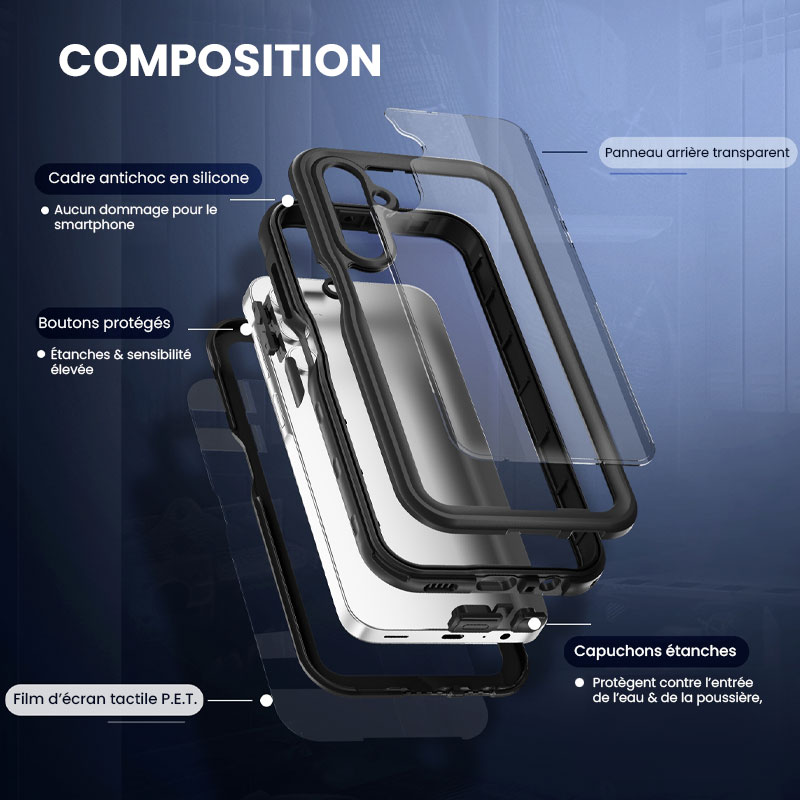 Coque Étanche Antichoc REDPEPPER Certifiée IP68 pour Galaxy A15 4G/5G