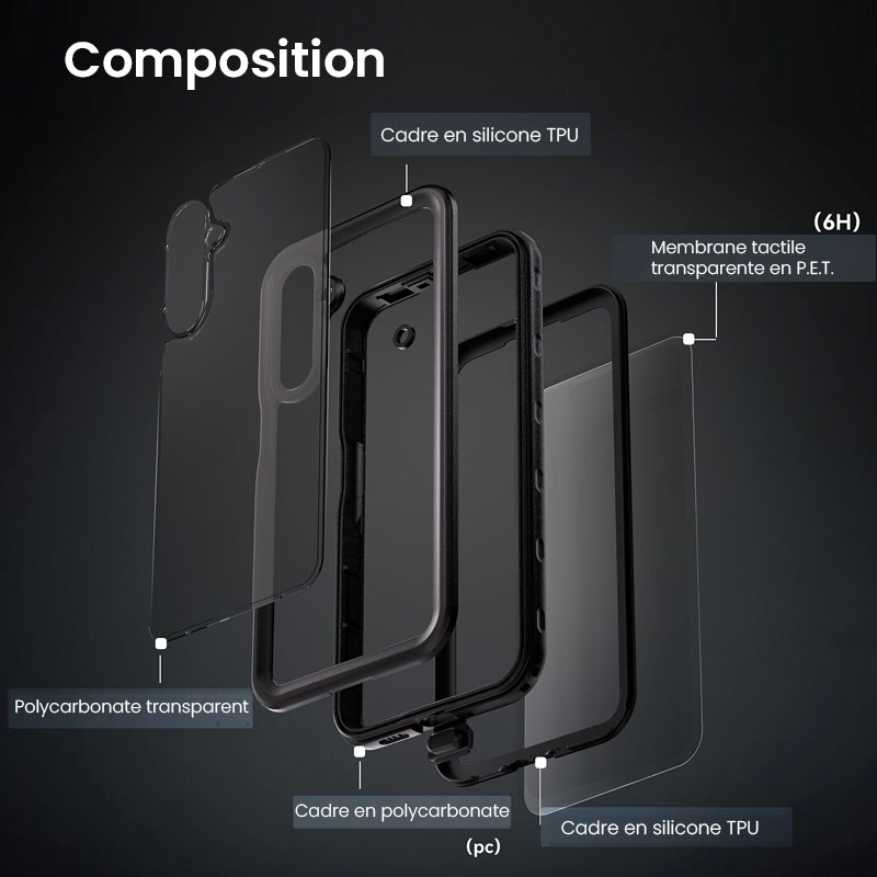 Coque Étanche Antichoc REDPEPPER Certifiée IP68 pour Galaxy A16 4G/5G