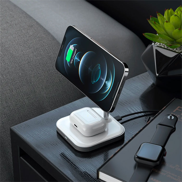Chargeur Induction SATECHI Magnetic 2-en-1 Compatible MagSafe