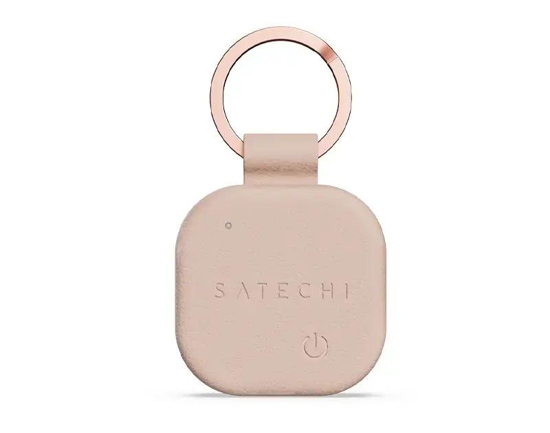 Traqueur Porte-Clés SATECHI FindAll™ en Cuir Végan Rose
