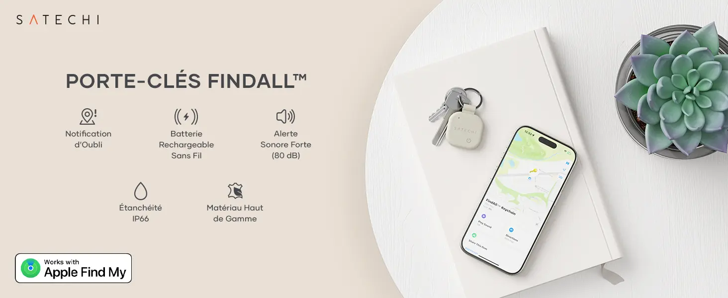 Traqueur Porte-Clés SATECHI FindAll™ en Cuir Végan