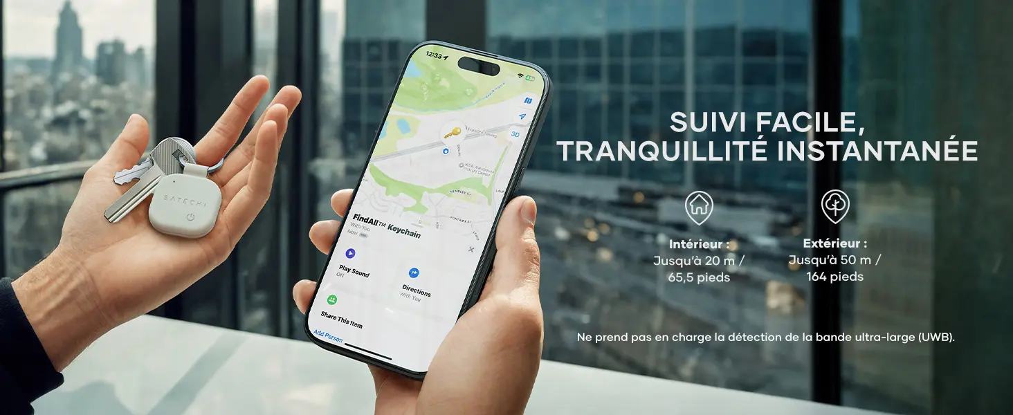 Traqueur Porte-Clés SATECHI FindAll™ en Cuir Végan