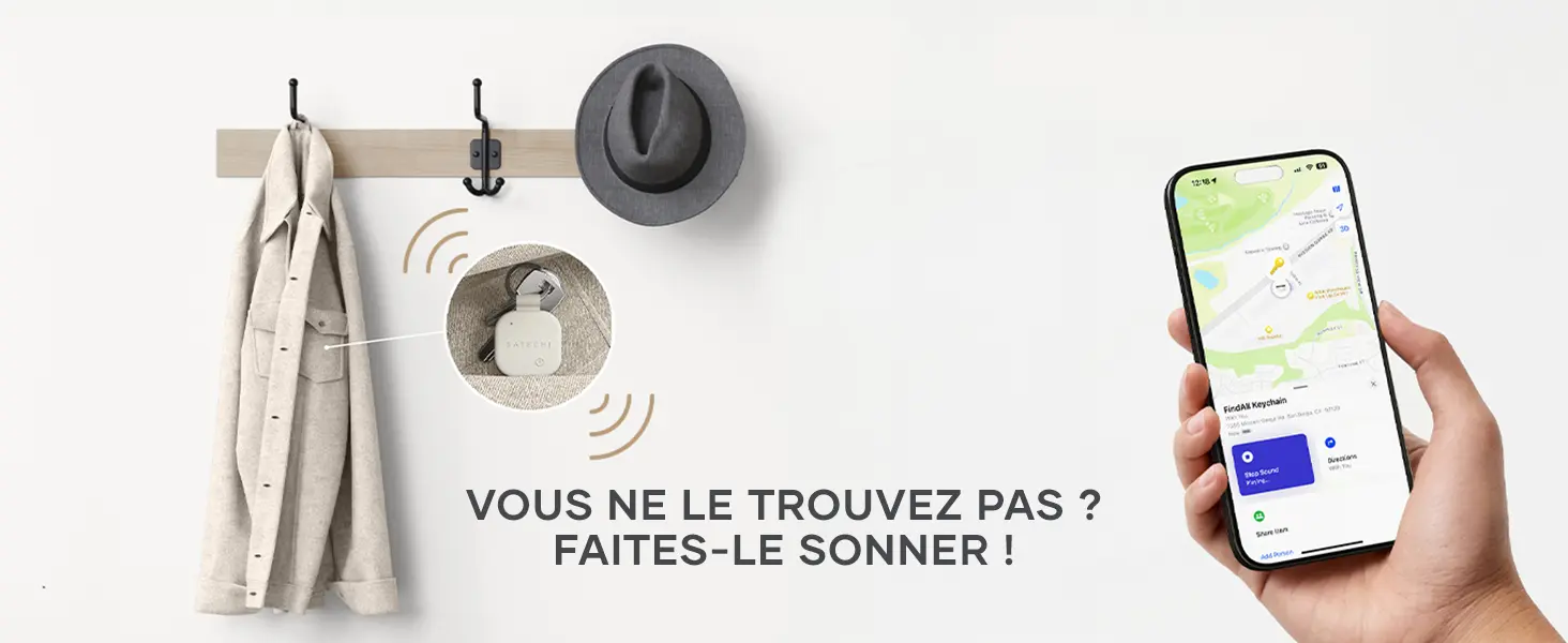 Traqueur Porte-Clés SATECHI FindAll™ en Cuir Végan