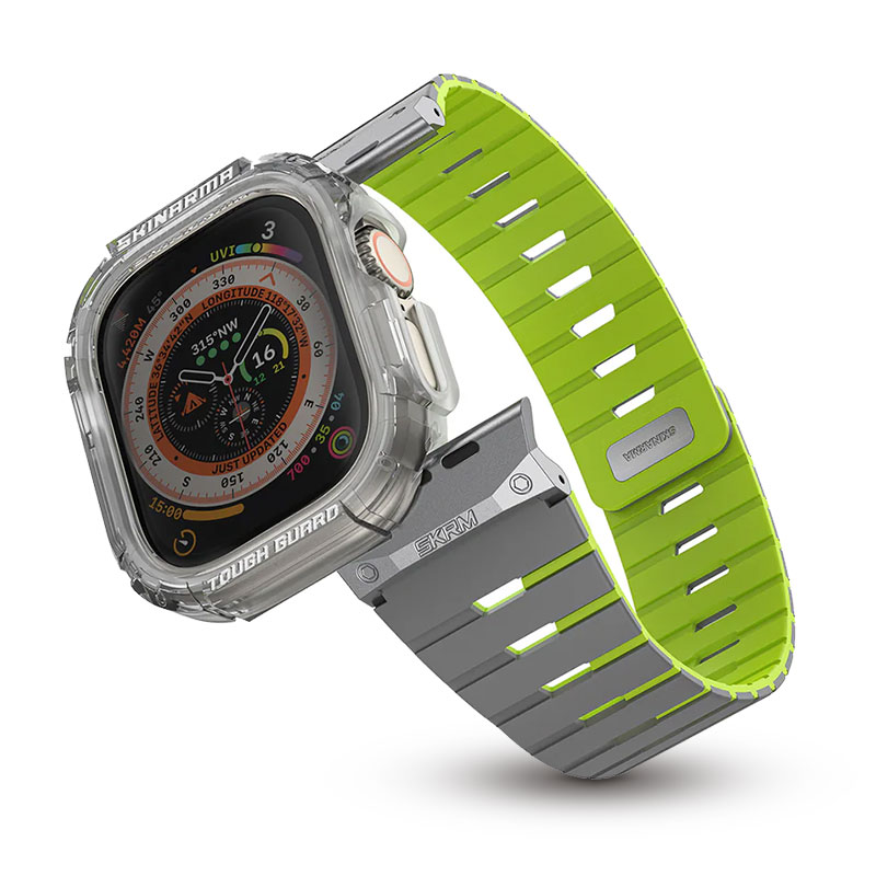 Pack Bracelet + Coque SKINARMA Gemini + Atom Niteglow Photoluminescent pour Apple Watch 49 mm