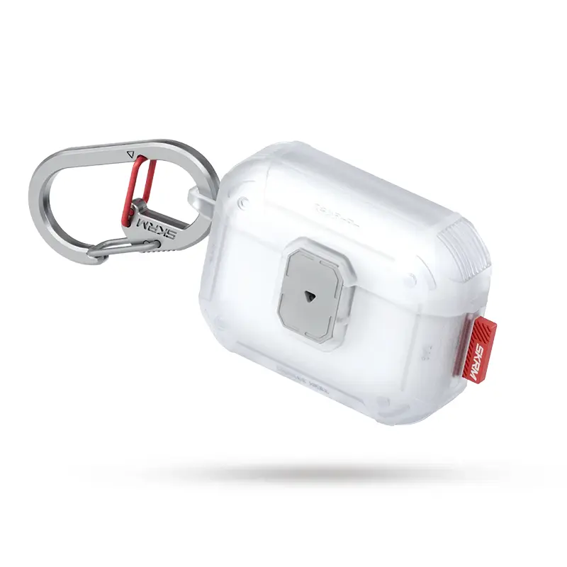 Étui SKINARMA Mecha LE avec Mousqueton Métal pour AirPods Pro 3 - Modèle Transparent