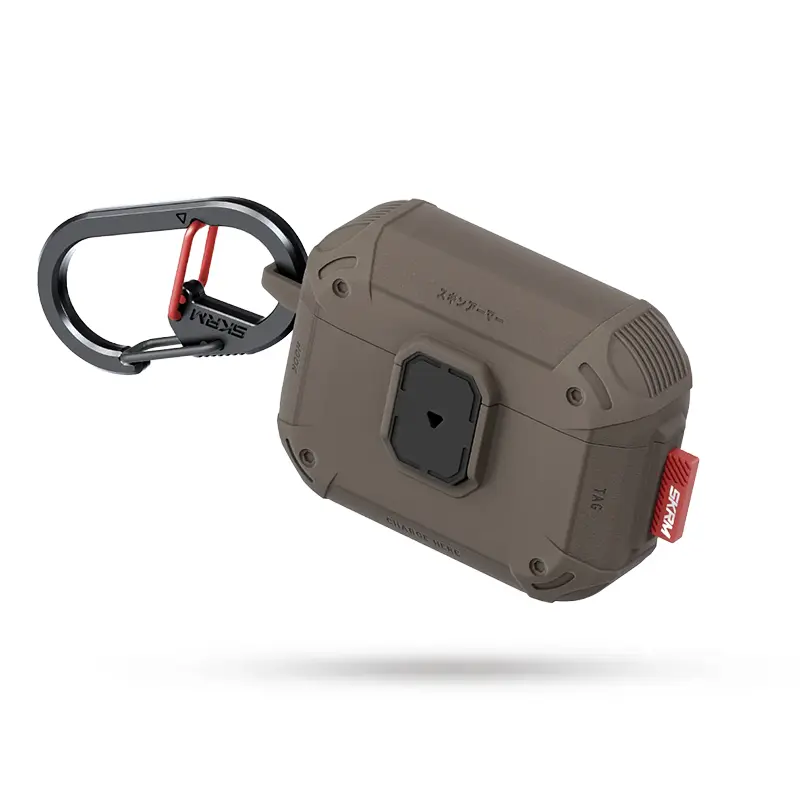 Étui SKINARMA Mecha LE avec Mousqueton Métal pour AirPods Pro 3 - Modèle Marron