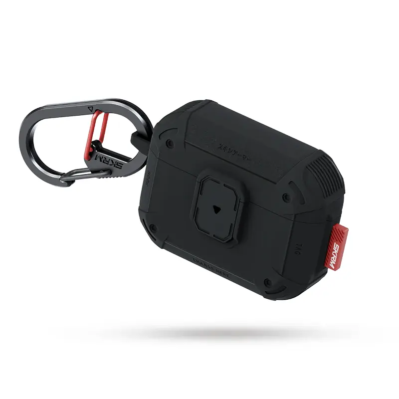 Étui SKINARMA Mecha LE avec Mousqueton Métal pour AirPods Pro 3 - Modèle Noir