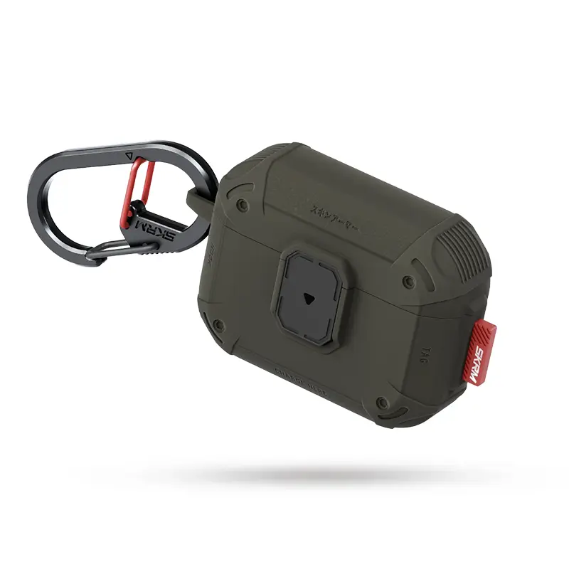 Étui SKINARMA Mecha LE avec Mousqueton Métal pour AirPods Pro 3 - Modèle Kaki