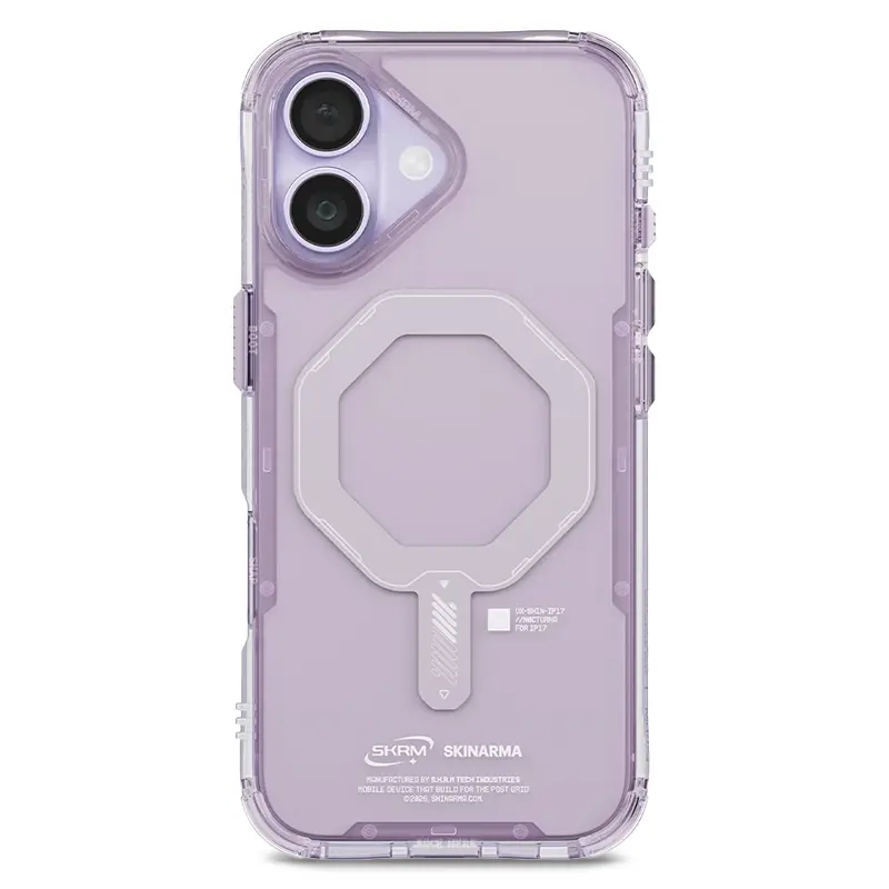 Coque MagSafe SKINARMA Saido Mag-Charge Translucide mauve pour iPhone 17
