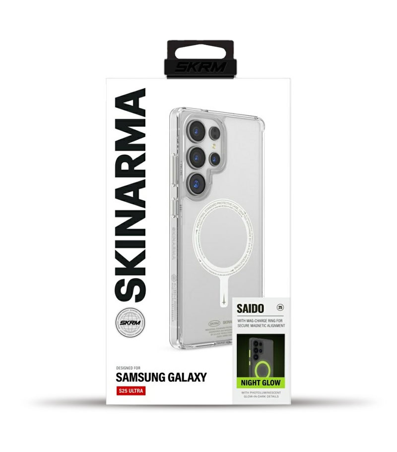Coque MagSafe SKINARMA Saido NiteGlow Mag-Charge pour Galaxy S25 Ultra