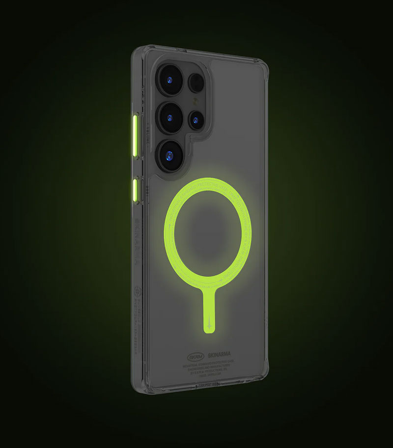 Coque MagSafe SKINARMA Saido NiteGlow Mag-Charge pour Galaxy S25 Ultra