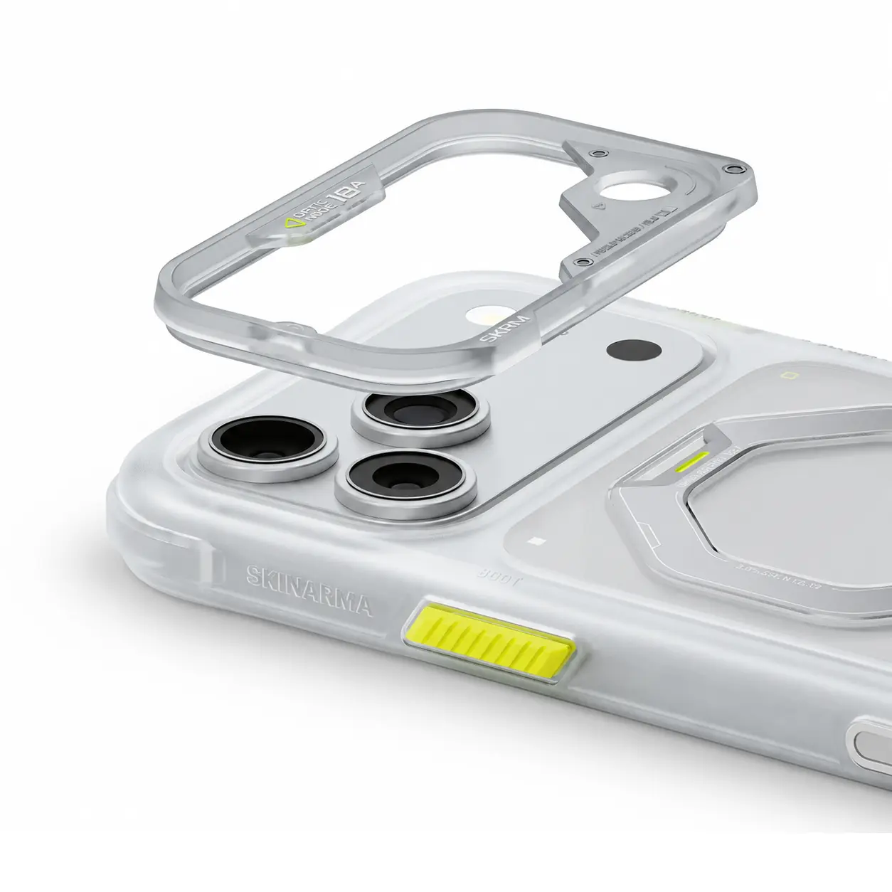 Cadre caméra amovible coque blanche SKINARMA Saturn pour iPhone 18/17 Pro Max