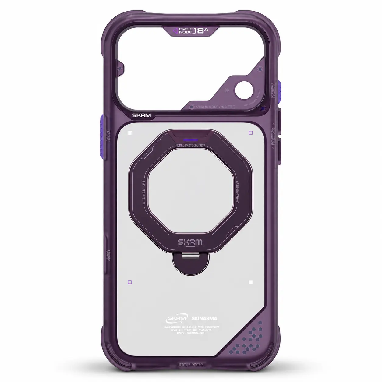 Boutons latéraux coque violette SKINARMA Saturn pour iPhone 18/17 Pro Max